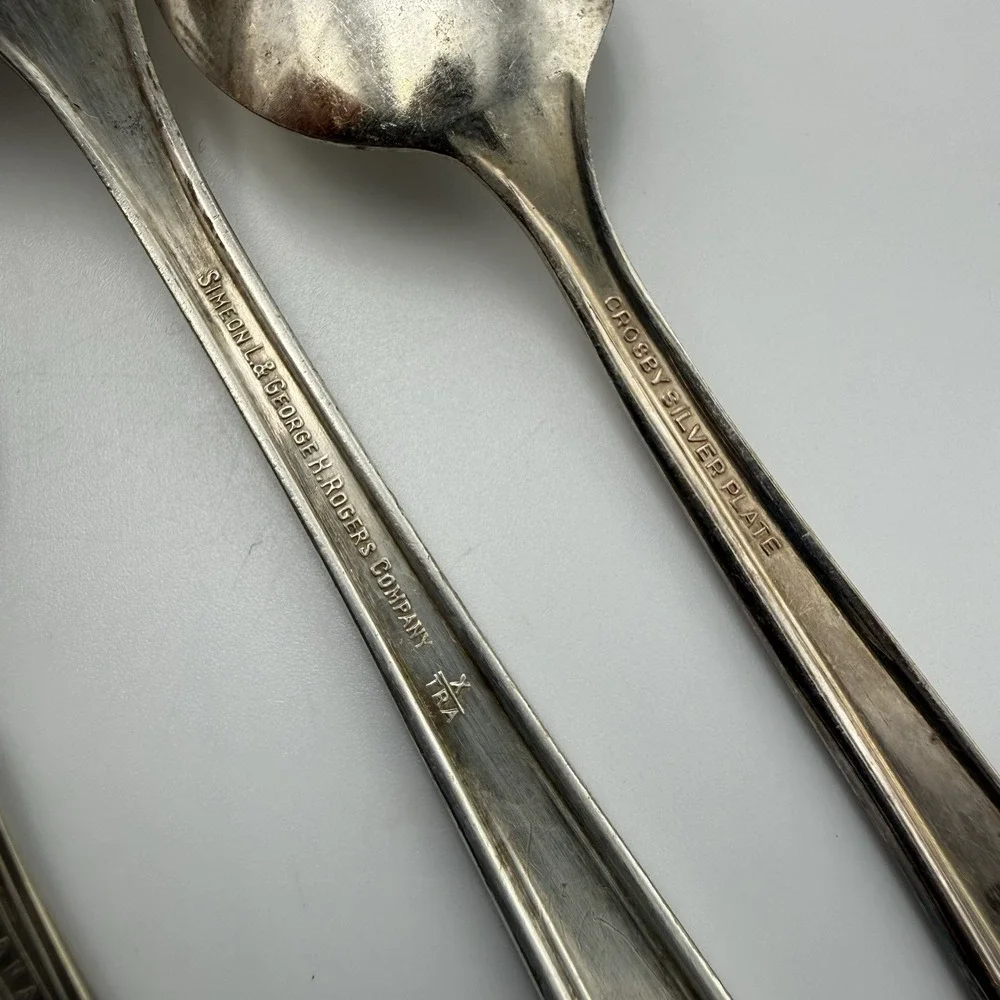 Vtg Silver Plated Flatware Mixed Lot Antique Crosby Oneida Rogers Panama Fork